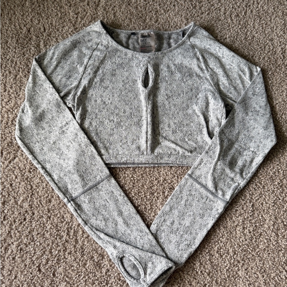 Gymshark Gray Long Sleeve Cut Out Crop Top